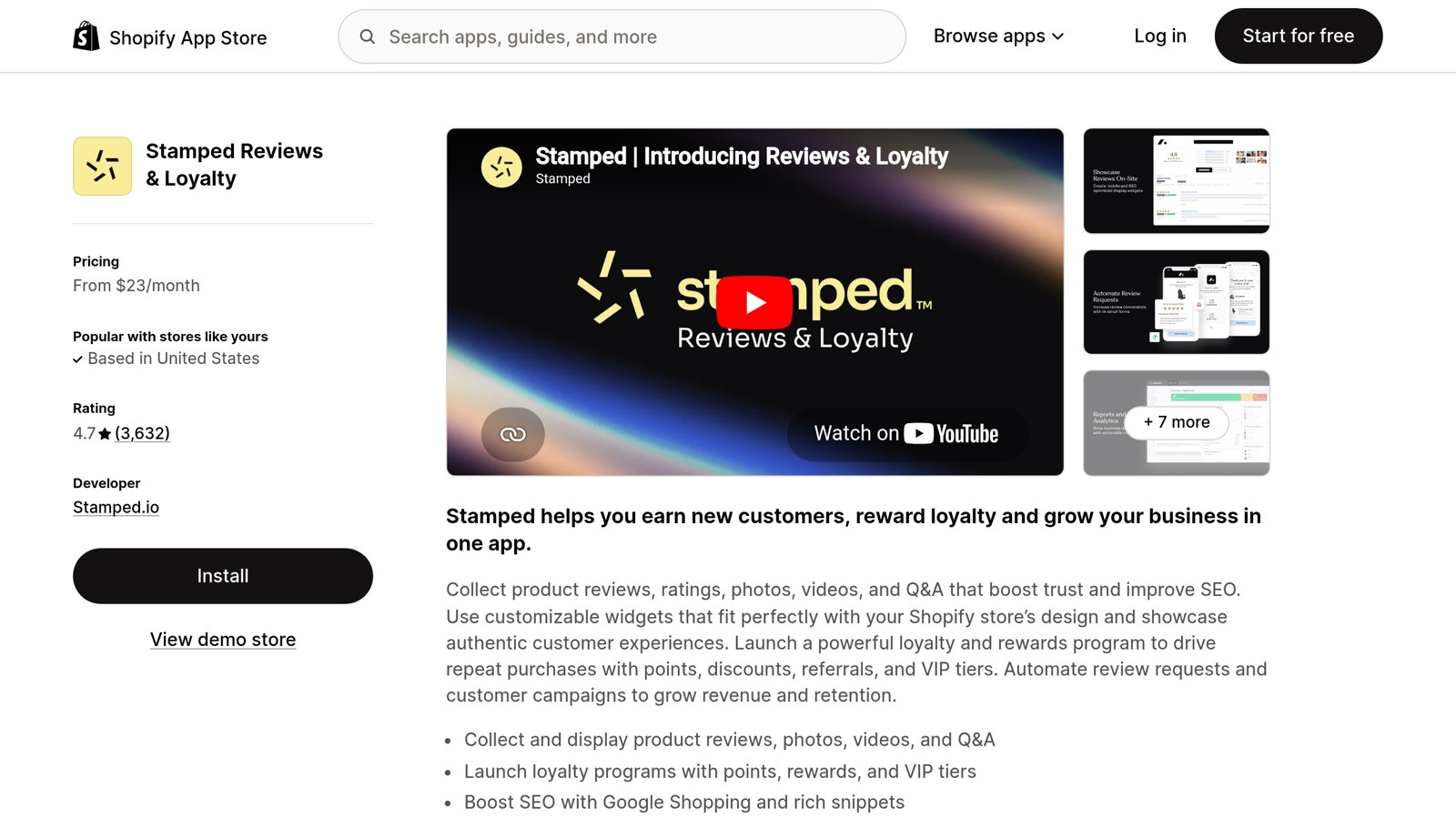 Stamped on the Shopify App Store